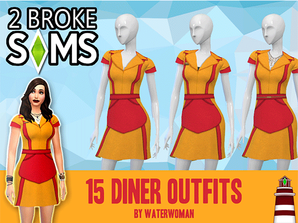 Sims 4 2 Broke Sims ShowCASe + Diner Outfits by Waterwoman at Akisima