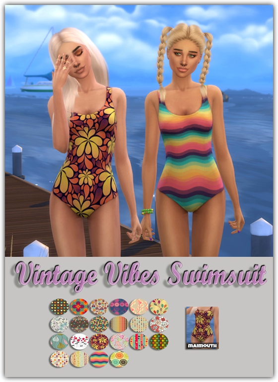 Sims 4 Vintage Vibes Swimsuit at Maimouth Sims4