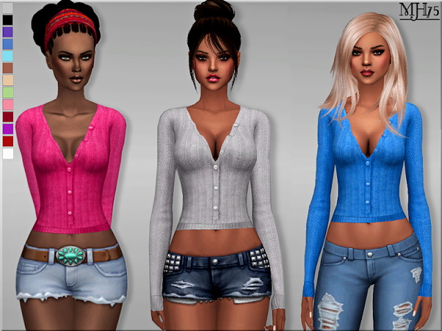 Sims 4 Knitted Crop Cardigan by Margeh75 at Sims Addictions
