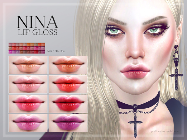 Sims 4 Nina Lip Gloss N76 by Pralinesims at TSR