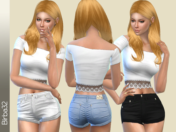 Sims 4 Skinny Summer Shorts by Birba32 at TSR