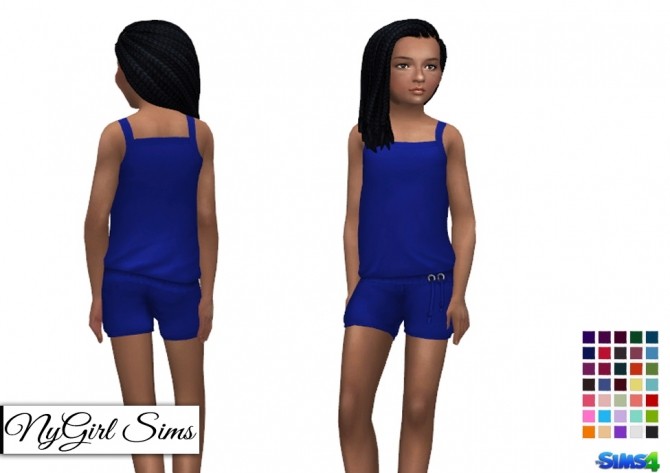 Sims 4 Gathered Waist Tank Romper in Solids at NyGirl Sims
