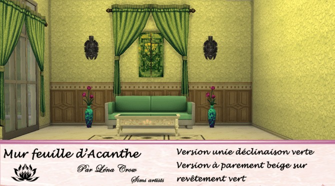 Sims 4 Acanthus Leaf Wall by LénaCrow at Sims Artists