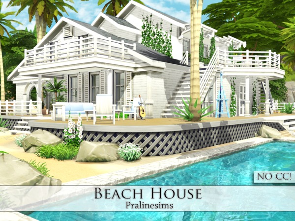 Sims 4 Beach House by Pralinesims at TSR