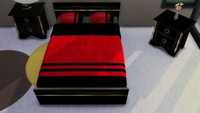Sims 4 Red and black sheets by Dyokabb at Les Sims4
