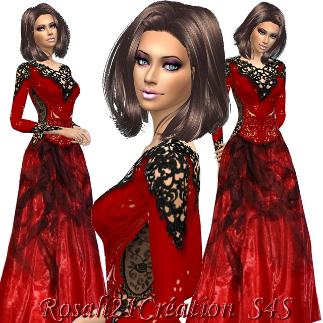 Sims 4 Black tulle dress by Rosah at Sims Dentelle