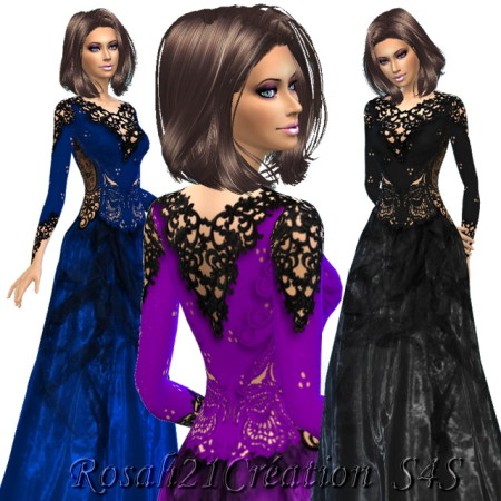 Black tulle dress by Rosah at Sims Dentelle » Sims 4 Updates