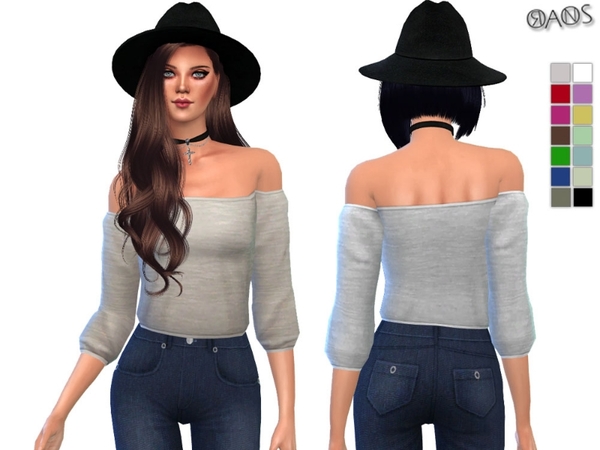 Sims 4 Off Shoulder Cropped Top by OranosTR at TSR