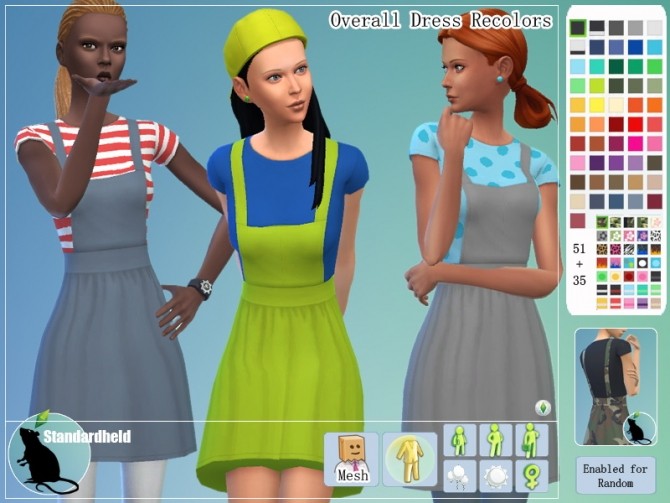 Sims 4 Recolors of Verankas Overall Dress by Standardheld at SimsWorkshop