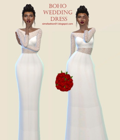 Boho Wedding Dress at Sims Fashion01