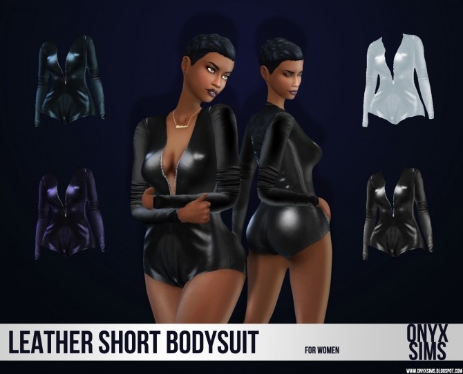 Sims 4 Female Leather Short Bodysuit at Onyx Sims