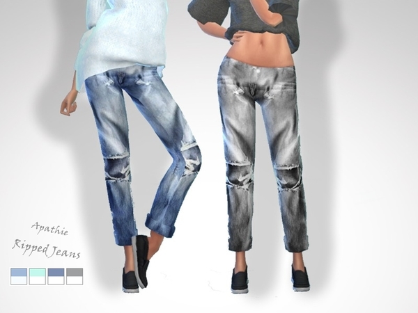 Sims 4 Ripped Jeans by Apathie at TSR