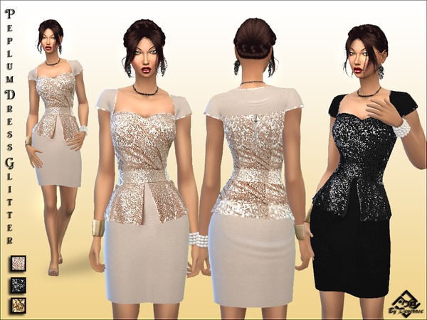 Sims 4 Peplum Dress Glitter by Devirose at TSR