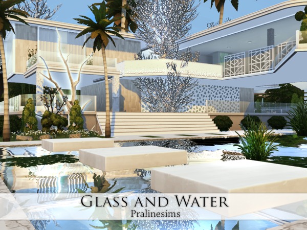 Sims 4 Glass and Water house by Pralinesims at TSR