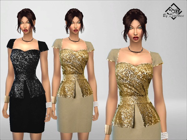Sims 4 Peplum Dress Glitter by Devirose at TSR