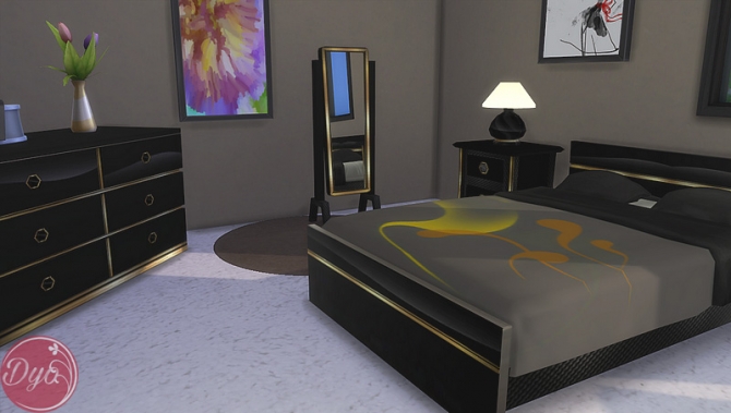 Black and gold bedroom by Dyokabb at Les Sims4 » Sims 4
