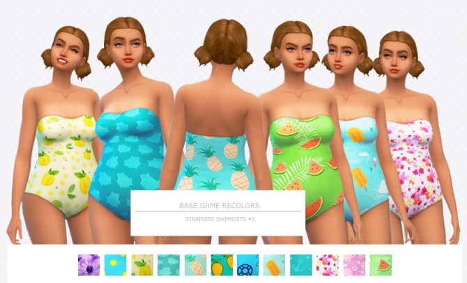 Sims 4 Endless summer strapless swimsuit + dress recolors by asimsfetish at SimsWorkshop