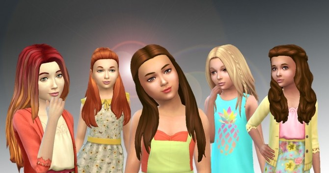 Sims 4 5 Girls Long Hairs Pack 2 at My Stuff
