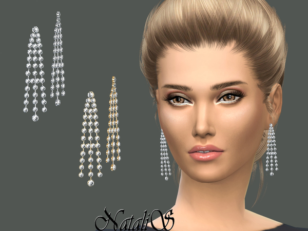 Sims 4 Sparkling chandelier earrings by NataliS at TSR