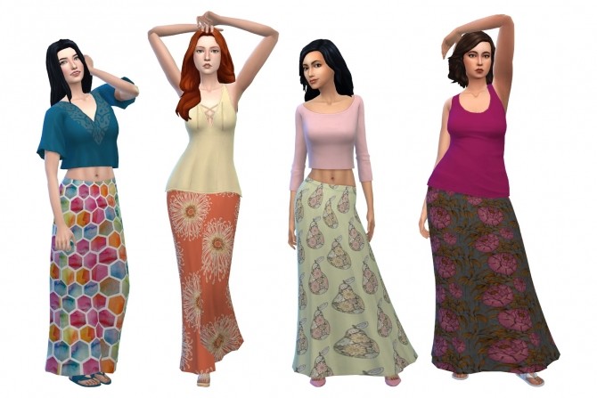 Sims 4 Hippie Maxi Skirts by deelitefulsimmer at SimsWorkshop