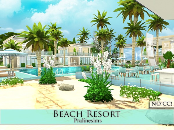 Sims 4 Beach Resort by Pralinesims at TSR
