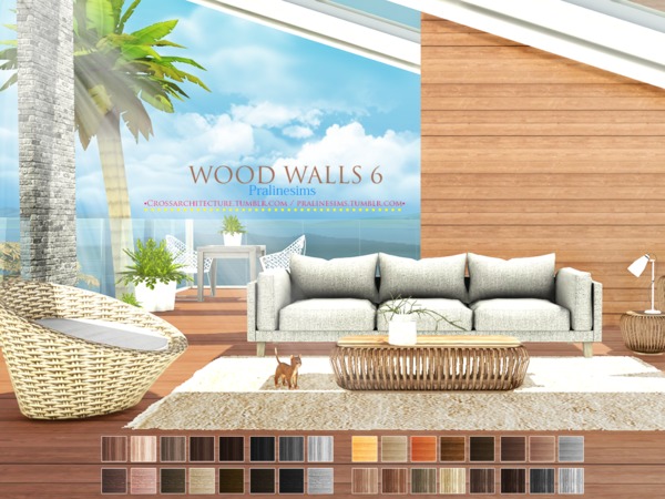 Sims 4 Wood Walls 6 by Pralinesims at TSR