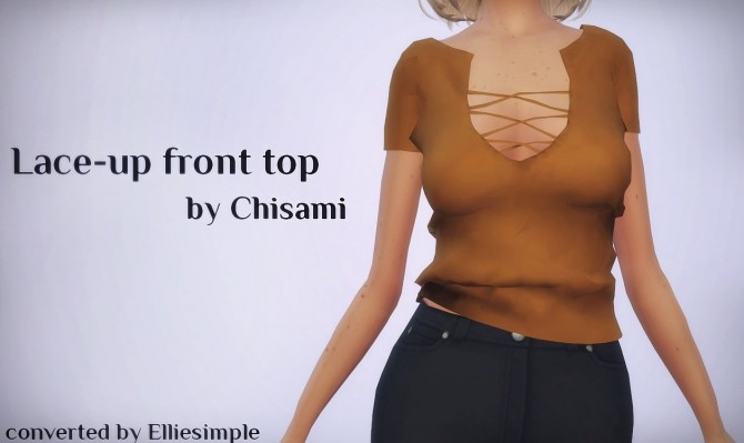 Sims 4 Chisamis lace up front top recolors at Elliesimple