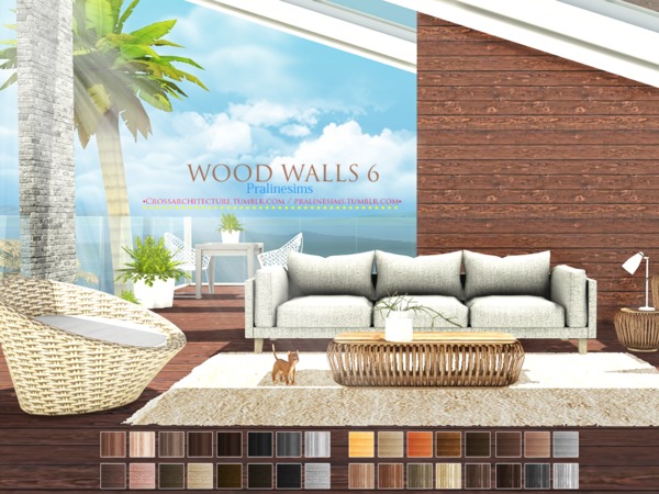 Sims 4 Wood Walls 6 by Pralinesims at TSR