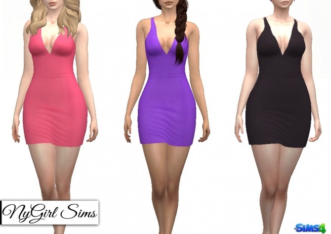 Sims 4 Deep V Neck Mini Dress at NyGirl Sims
