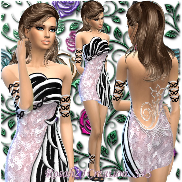Sims 4 From black to white dress by Rosah at Sims Dentelle