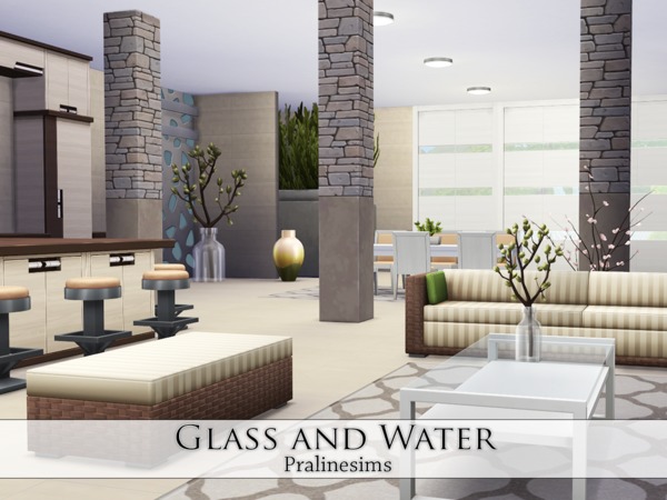Sims 4 Glass and Water house by Pralinesims at TSR