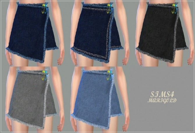 Sims 4 Pin Wrap Mini Skirt at Marigold