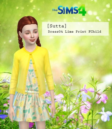 Dress 04 Lime Print Child at Sutta Sims4