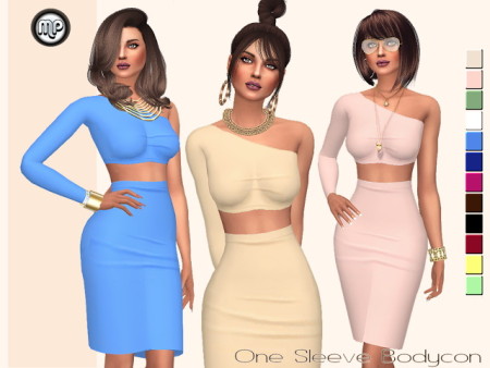 MP One Side Sleeve Bodycon at BTB Sims – MartyP » Sims 4 Updates