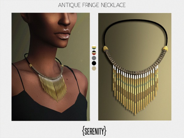 Sims 4 Antique Fringe Necklace by serenity cc at TSR
