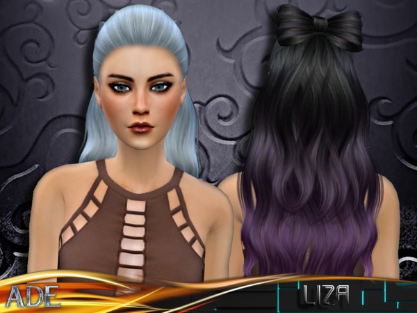 Sims 4 Ade Liza Hair with/without bow by Ade Darma at TSR