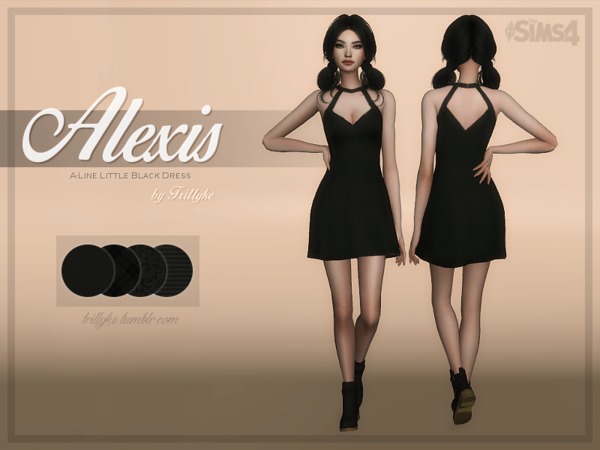 Sims 4 Alexis A Line Little Black Dress by Trillyke at TSR