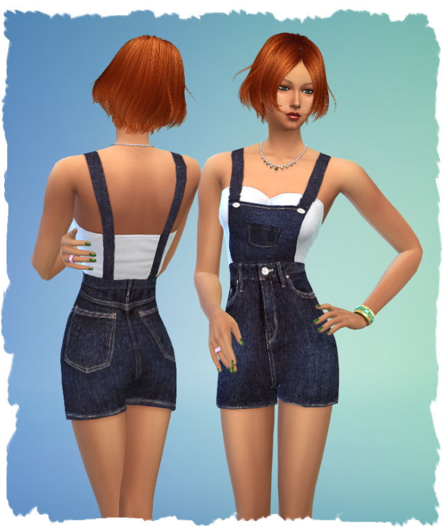Sims 4 Denim overalls by Chalipo at All 4 Sims