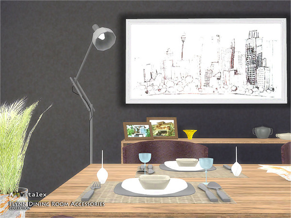 Sims 4 Flynn Dining Room Accessories by ArtVitalex at TSR