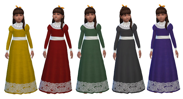 Sims 4 Sensitive Victorian Girls Dress by Anni K at Historical Sims Life
