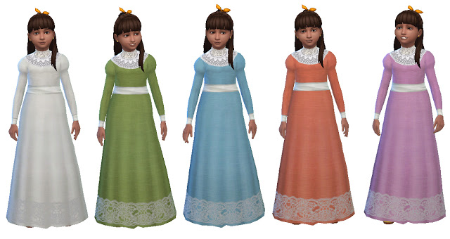 Sims 4 Sensitive Victorian Girls Dress by Anni K at Historical Sims Life