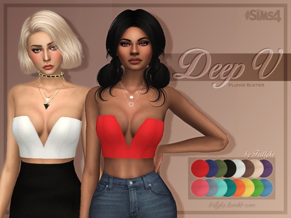 Sims 4 Deep V Plunge Bustier by Trillyke at TSR