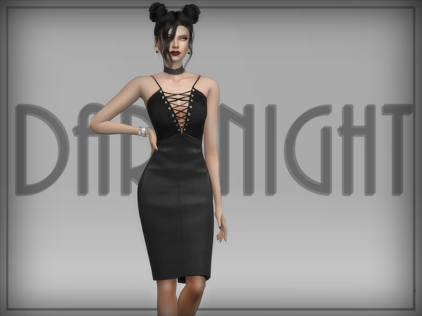 Sims 4 Leather and Suede Dress by DarkNighTt at TSR