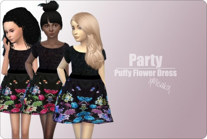 Sims 4 Puffy Flower Dresses at xMisakix Sims