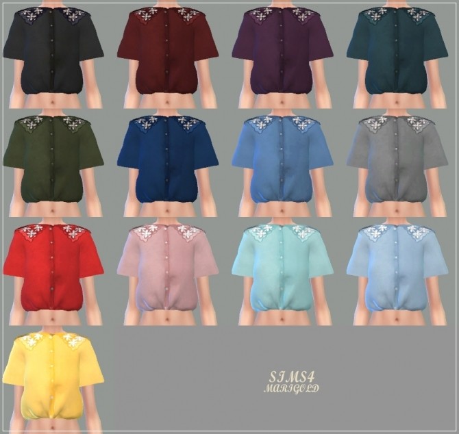 Sims 4 Flower Collar Blouse at Marigold