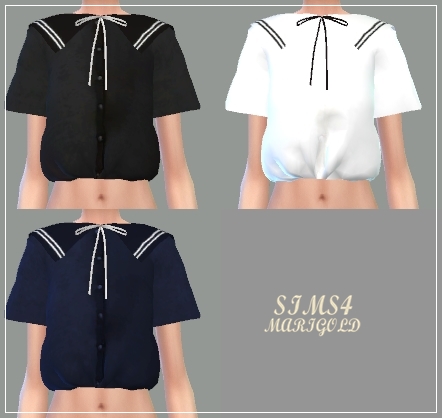 Sims 4 Sailor Collar Ribbon Blouse at Marigold