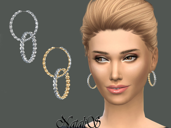 Sims 4 Crystal Pave Hoop Earrings by NataliS at TSR