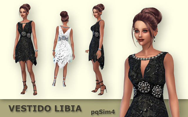 Sims 4 Libia dress by Mary Jiménez at pqSims4
