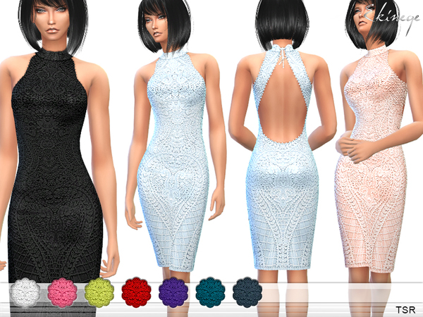 Sims 4 Backless High Neck Dress by ekinege at TSR