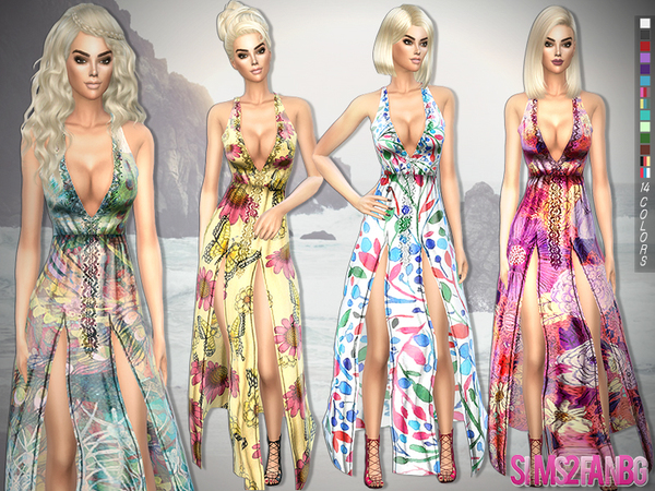 Sims 4 Bohemian summer dress by sims2fanbg at TSR